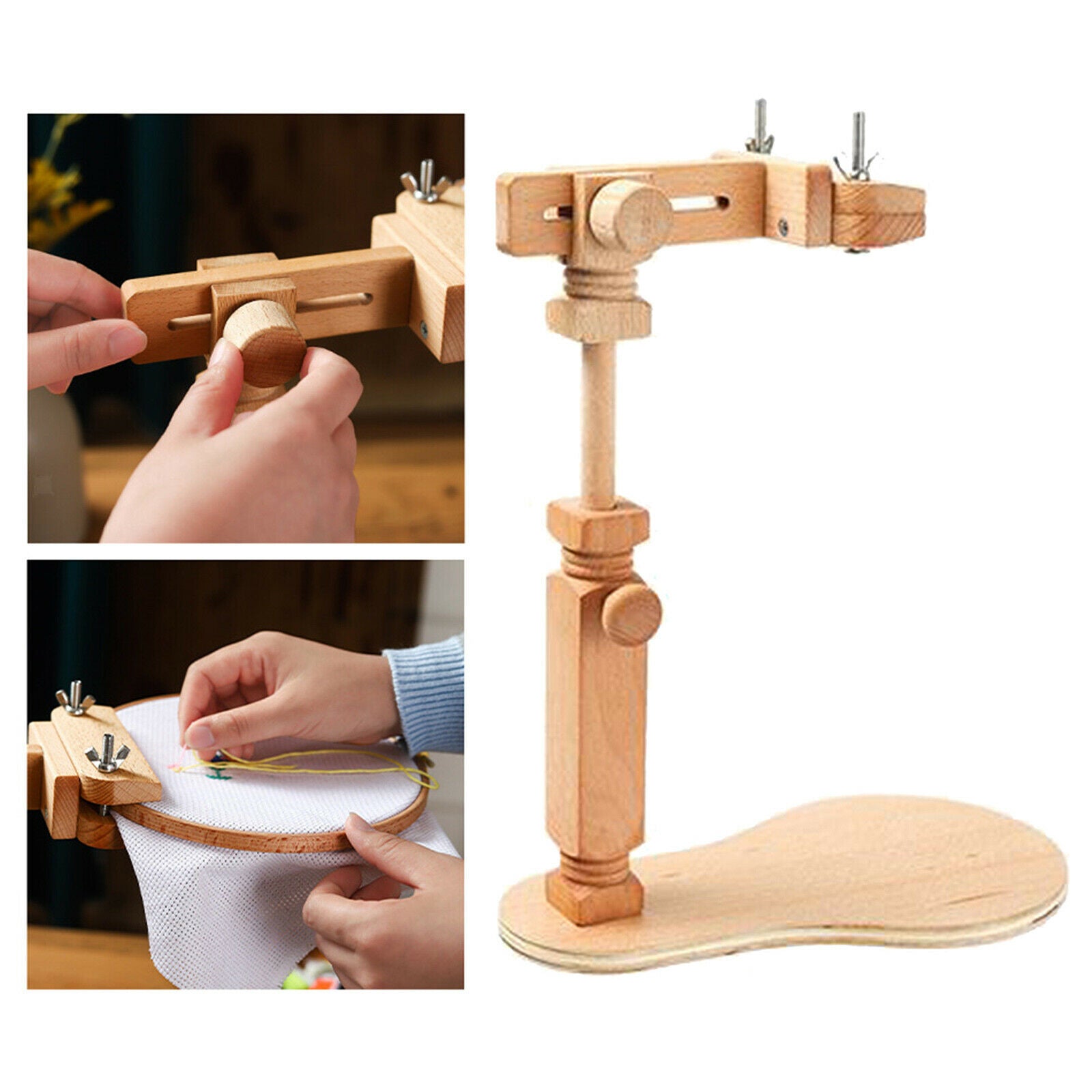 Wooden Hoop Frame Stitching with Adjustable Cross Stitch Holder