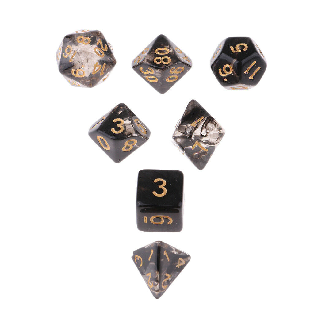 7 Pieces Plastic Clear Transparent Multi-side with Number Dice Set style1