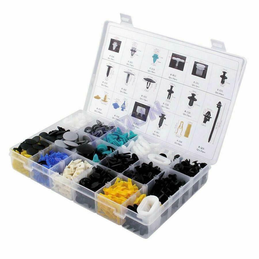 800x Mixed Push Rivet Fastener Clips + Tool Kit For Car Door Bumper Panel Fender