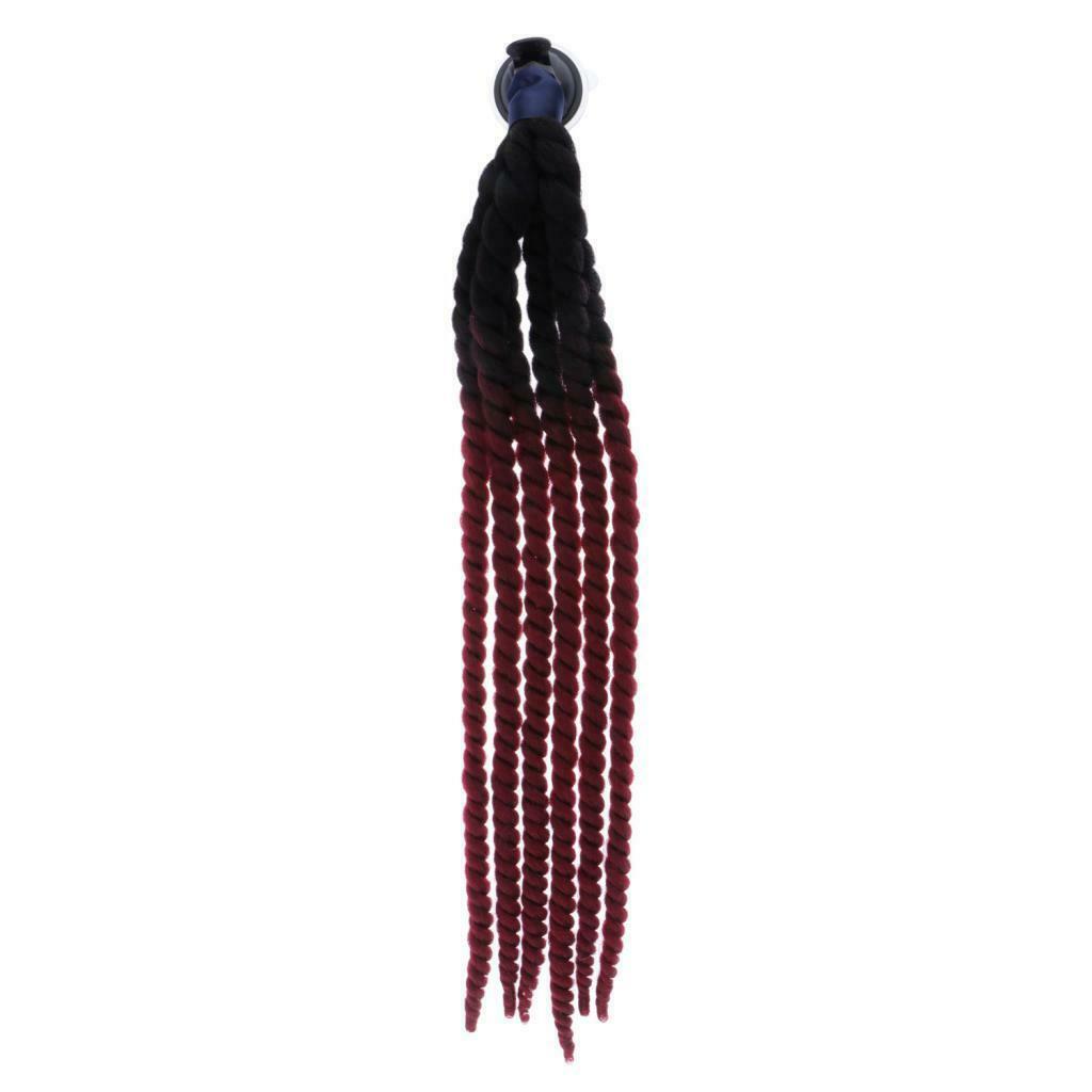 Hand-made Helmet Braids / Ponytail Motorcycle Helmet Wig Hair Wine Red