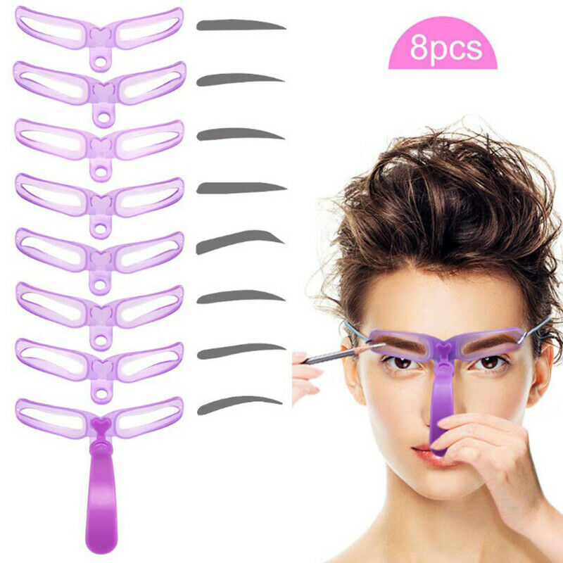 8PCS DIY Eyebrow Shaper Makeup Template Eyebrow Grooming Shaping Stencil KitBDD