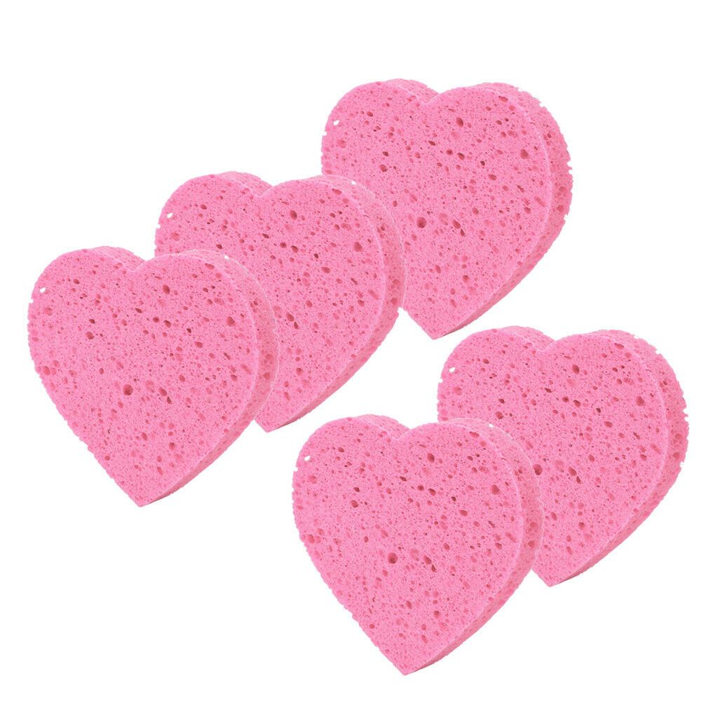 5x Heart Shape Compressed Cellulose Facial Cleansing Sponges Makeup Remover Face