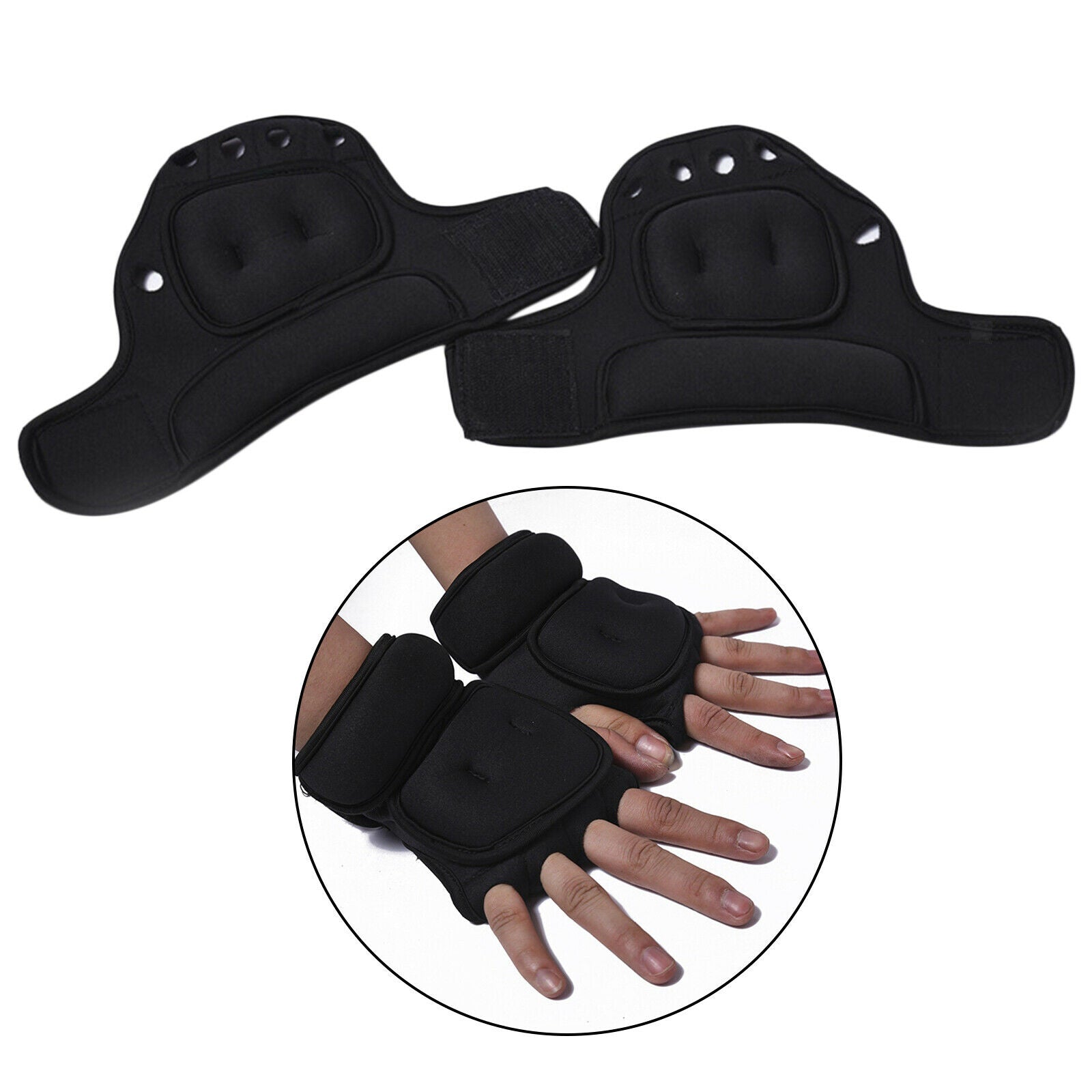 1kg Neoprene Weighted Gloves Sandbag Strength Training Wrist Support Black