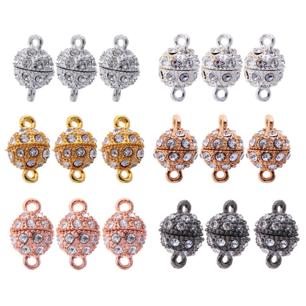 18 Pieces Bulk Round Ball Magnetic Beads Clasp for Necklace Bracelet Connector