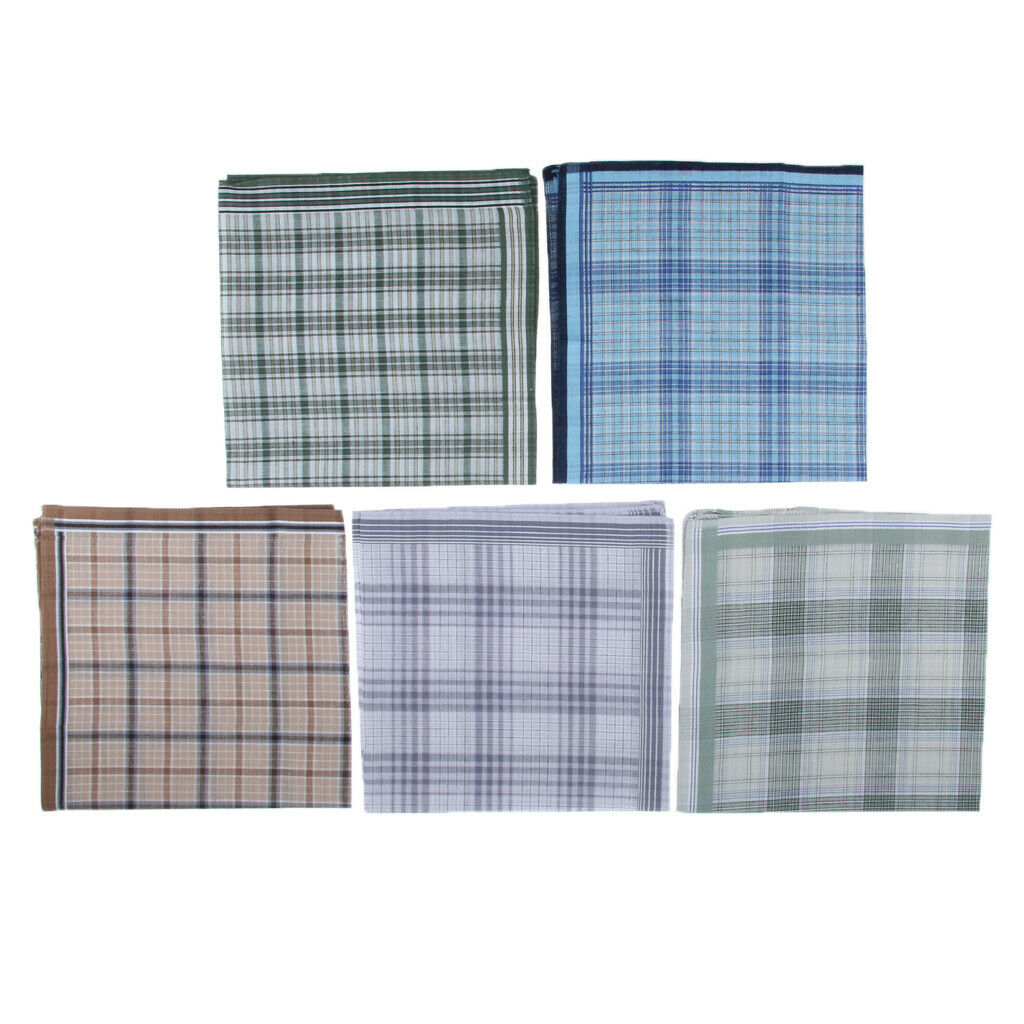5Pack Men's Pocket Square Assorted Cotton Woven Handkerchiefs