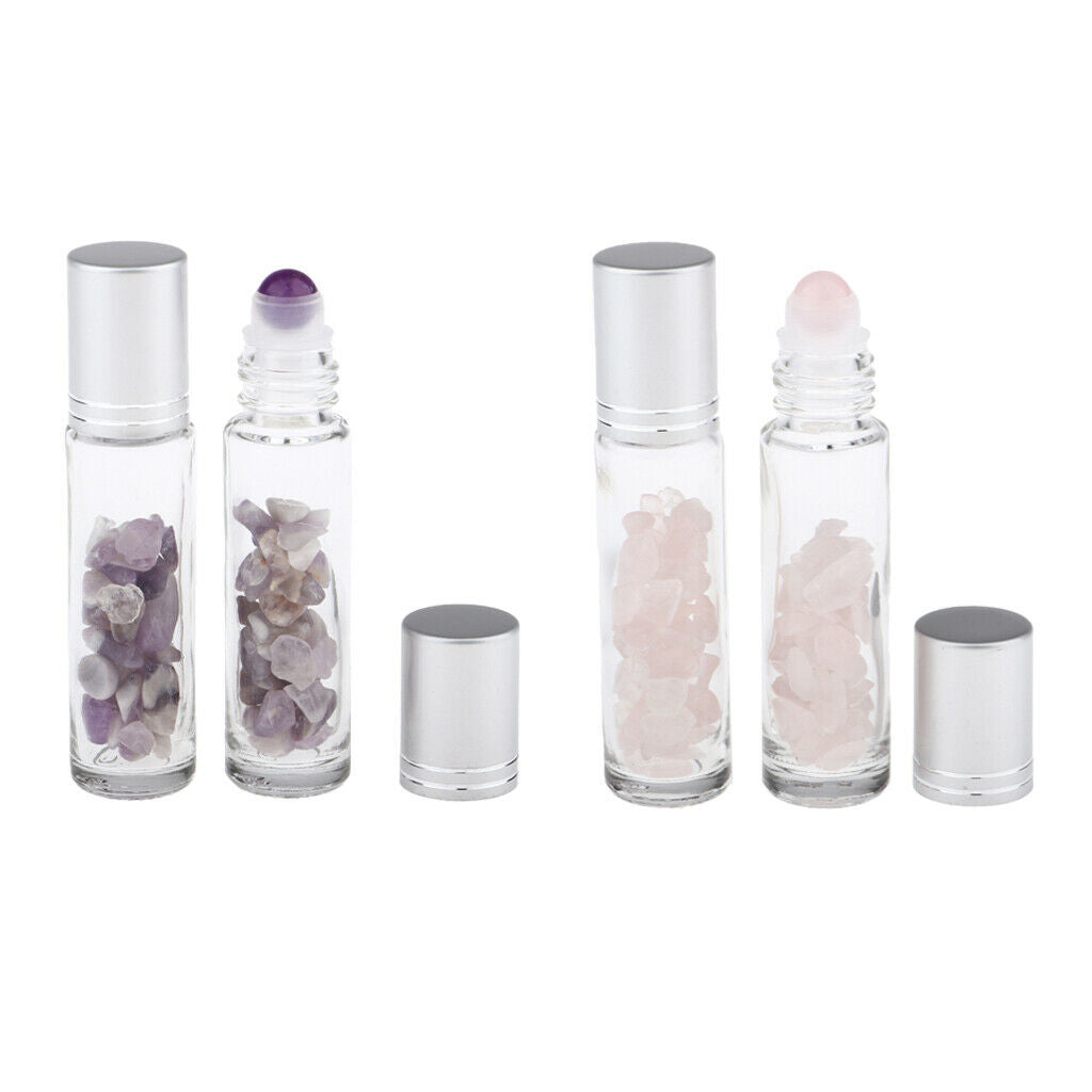 Set of 4 10ml Empty Oils Aromatherapy Bottles Tubes Containers Pink+Purple