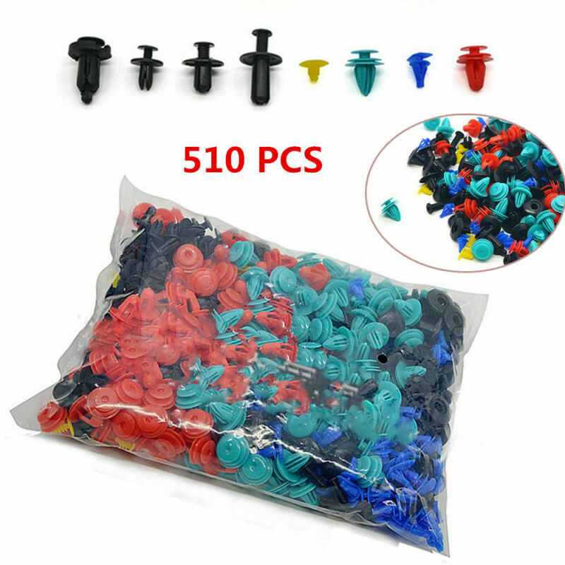 510PCS 8 Kinds Auto Door Bumper Fenders Fastener Retainer Rivet Push Pin Clip