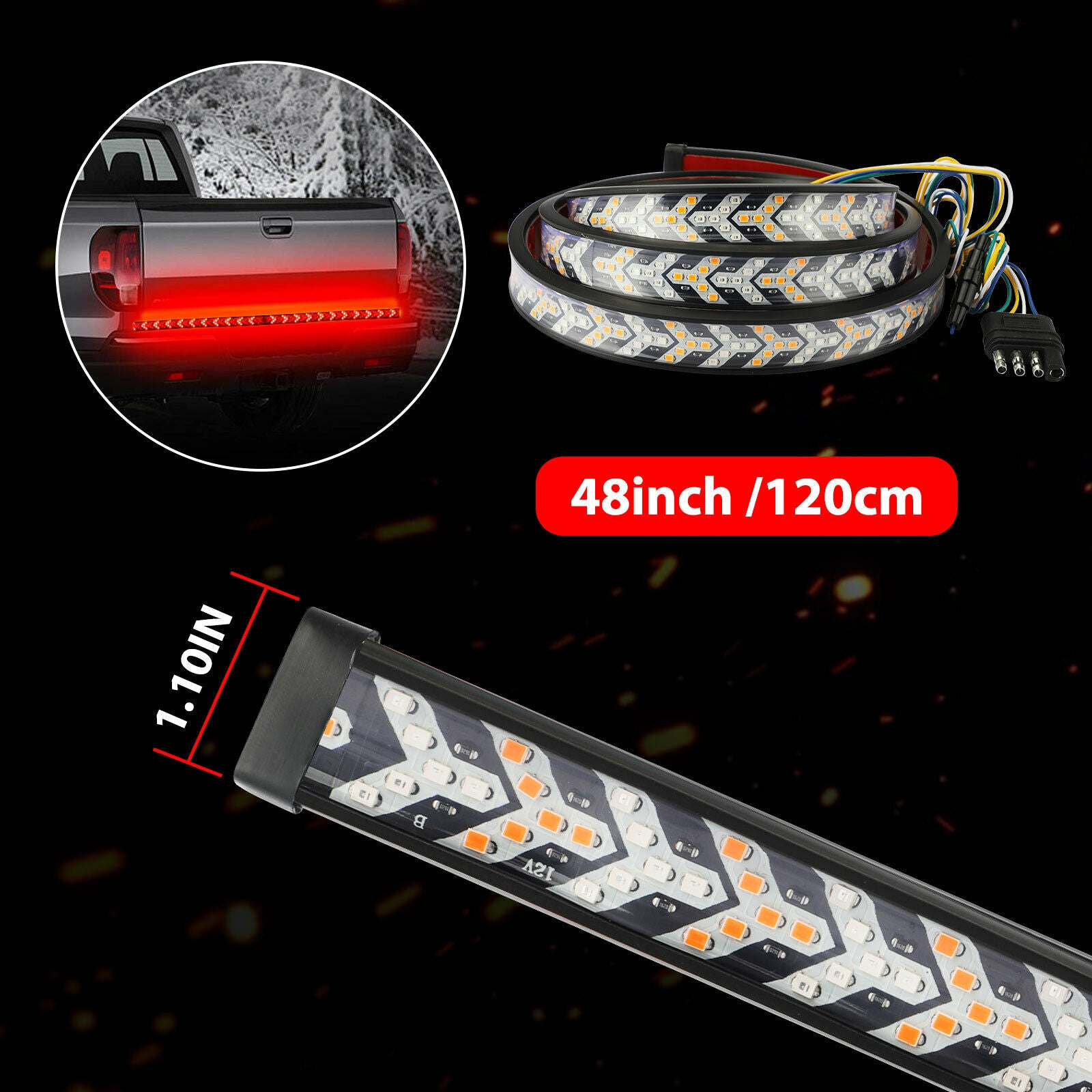 48" inch 432-LED Truck Strip Tailgate Turn Signal Brake Tail Reverse Light Bar