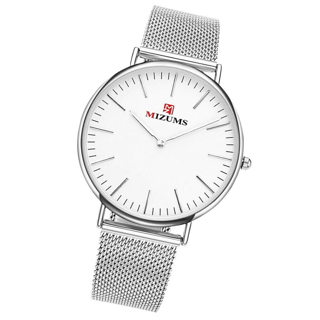 Men Watch Steel Band Quartz Waterproof Watch Business Casual Watch White
