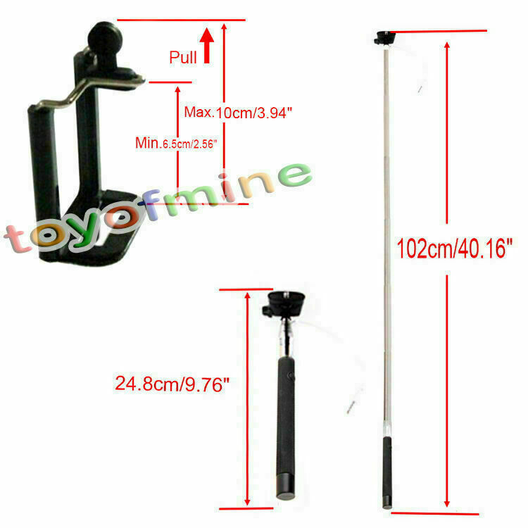 Camera Phone Extendable Handheld Self-Timer Monopod Self Protrait Holder Black