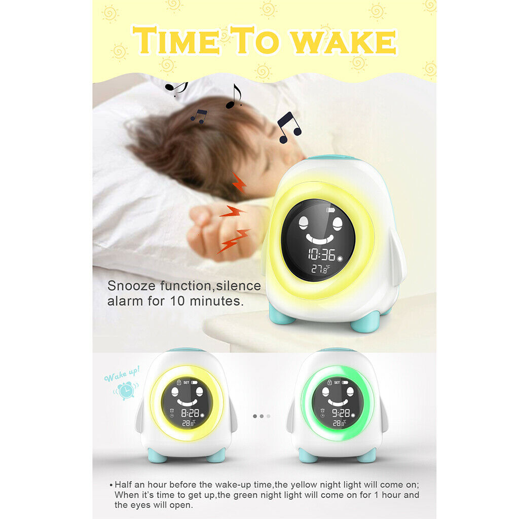 Digital Kids Alarm Clock Toddlers Sleep Trainer Nightlight Wake up Light