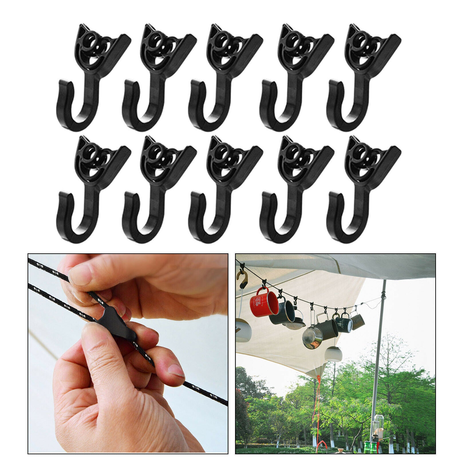 10PCS Outdoor Camping Awning Hook Camper Light Support Hangers