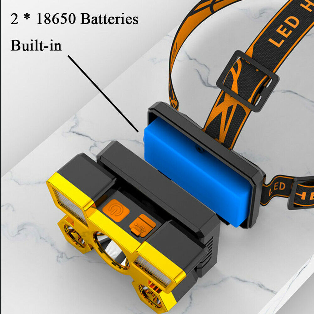 Super Bright COB LED Headlamp USB Rechargeable Headlight 4 Modes Head Torch NEW