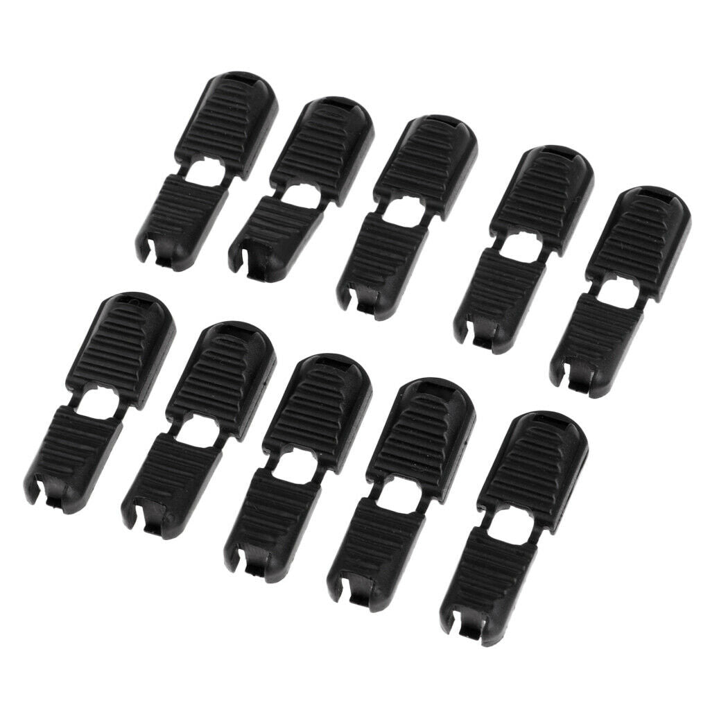 10x Plastic Black Zipper Pull Clip Lock Sportwear Backpack Bag Cord Ends