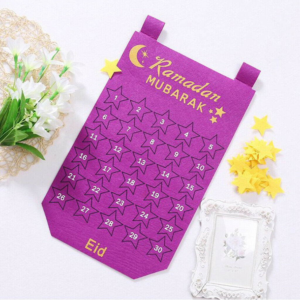 Eid Mubarak Advent Calendar Ramadan Decoration Supplies Gift Purple
