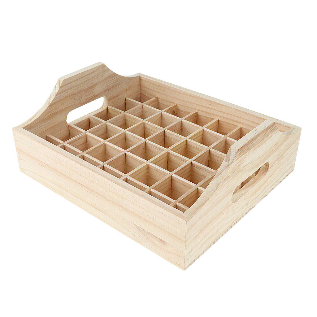 42 Slots Essential Oil Holder Display Wooden Storage Case Tray Organizer