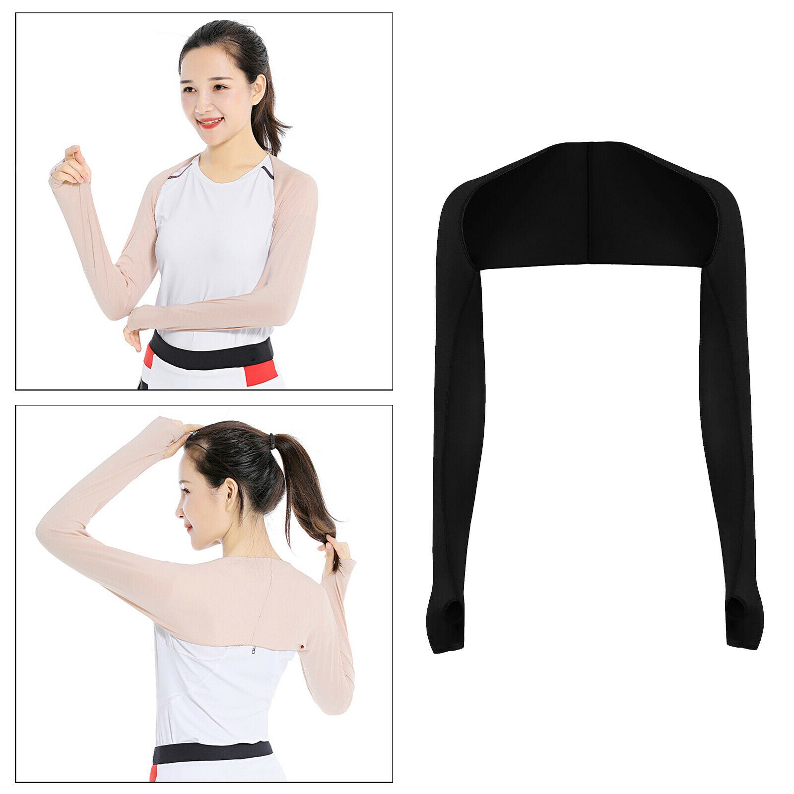 2X Cooling Shawl Arm Sleeves Summer Sun Protection Golf Accessory Black