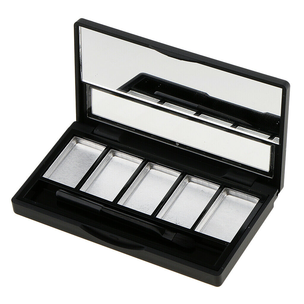 Eyeshadow Blusher Lipstick Powder Palette Tray Case with Brush 5 Slots