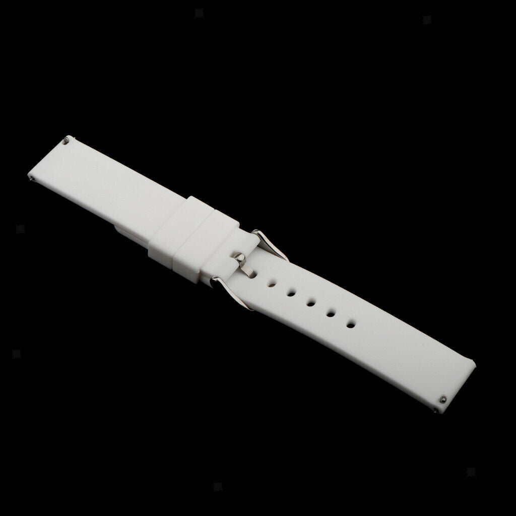 20mm Silicone Waterproof Sports Watchband Strap Deployment Clasp White