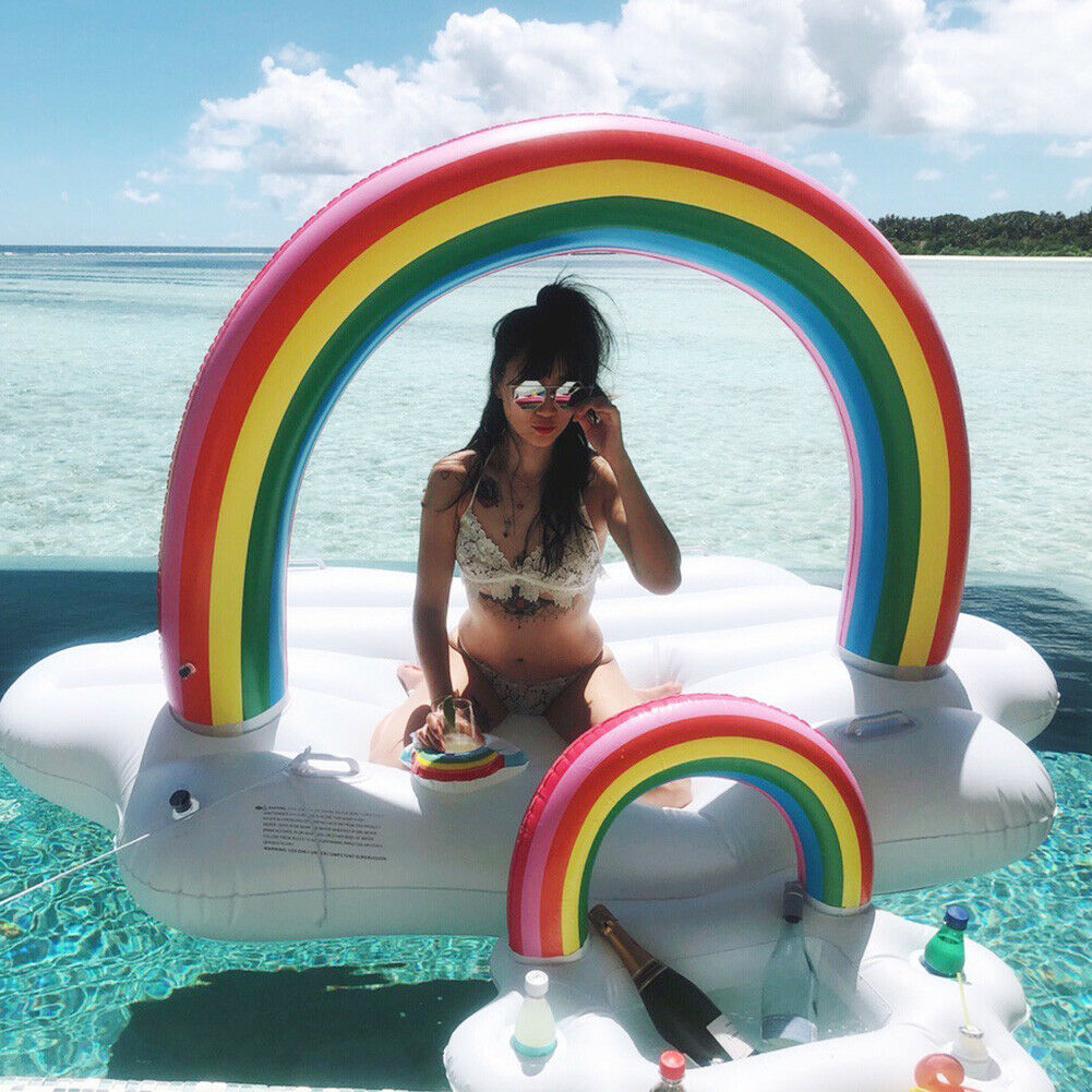 Inflatable Pool Float Beer Drink Cooler Table Bar Beer Tray Party Cup Holder