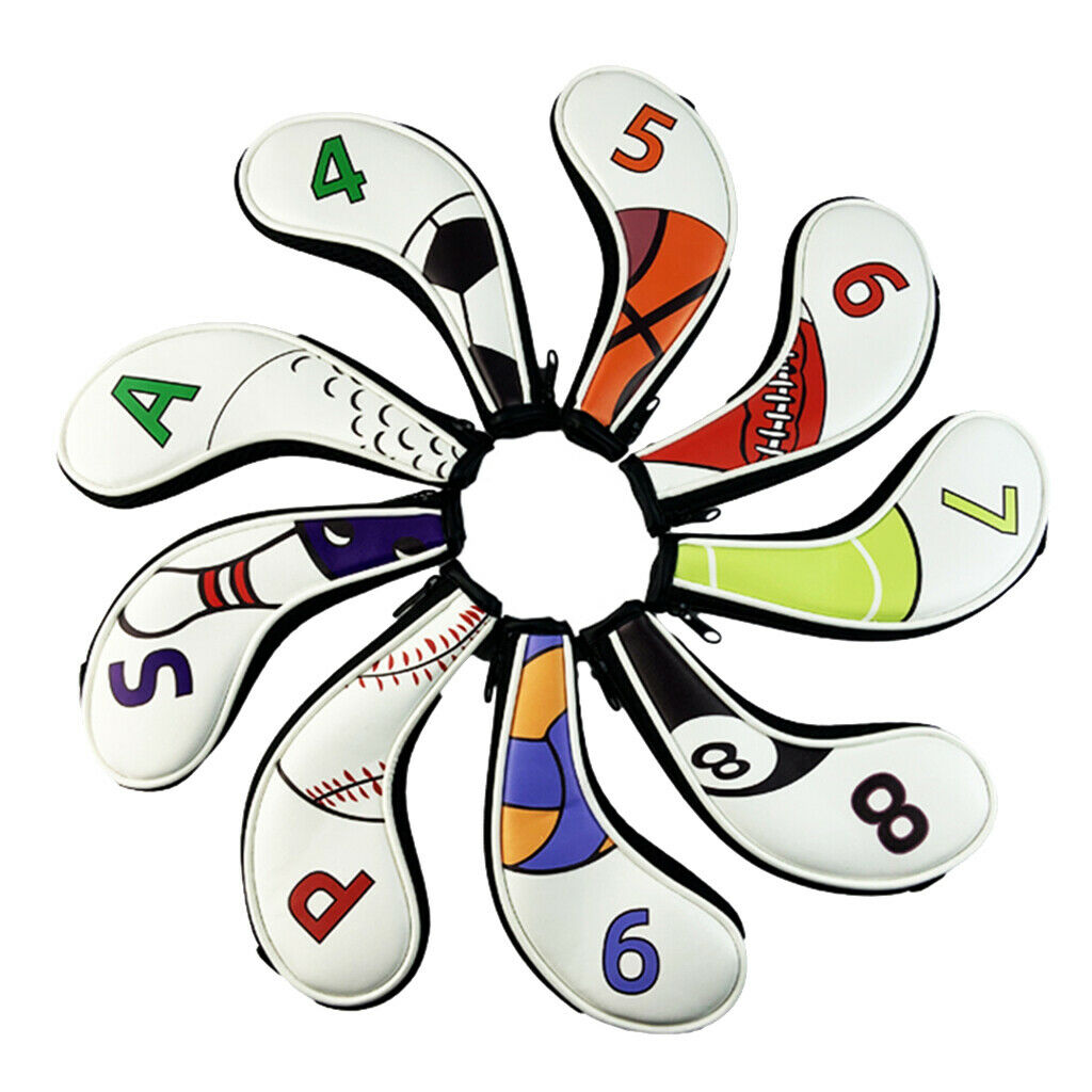 9pcs Waterproof Golf Club Covers Premium Headcover Golfing Iron Covers