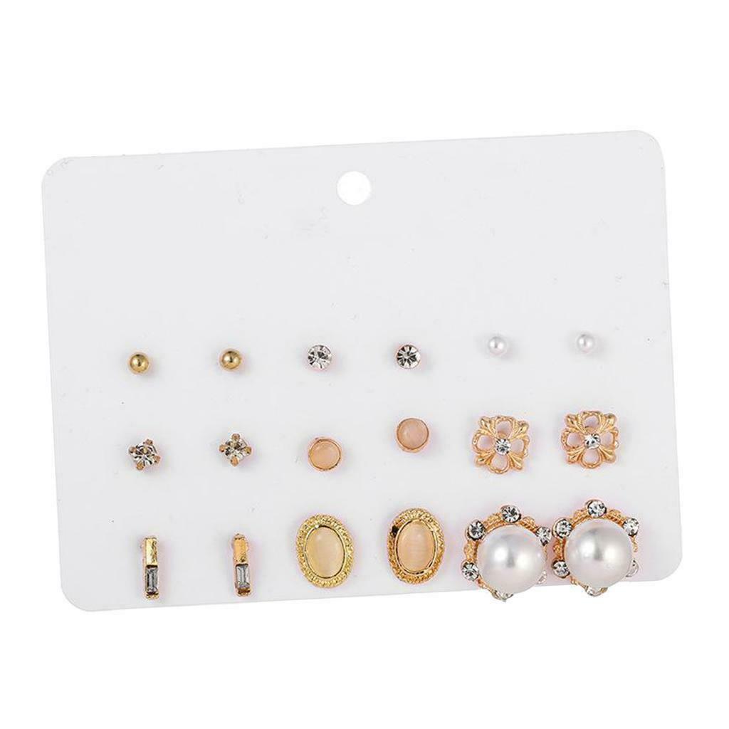 9 Pairs Simple Women Earrings Stud Multiple Stud Earrings Set Mixed Color