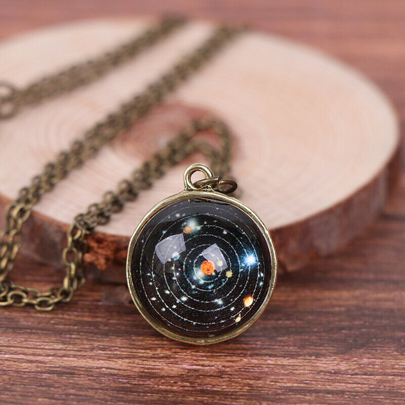 Double Sided Solar System Necklace Pendant Planet Glow In Dark Galaxy Gla.l8