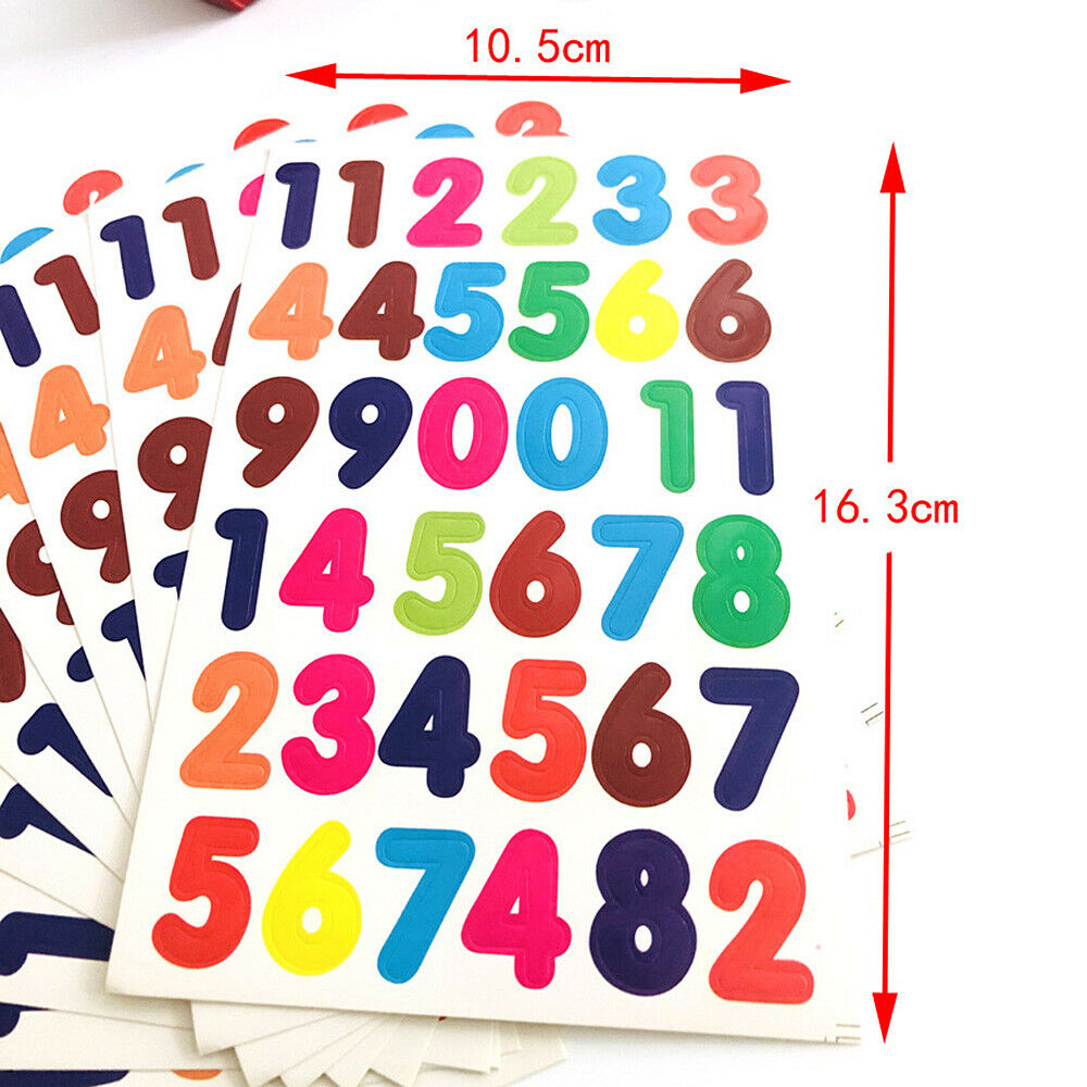 720X Colorful Number 0-9 Stickers Label Adhesive Digits Scrapbooking Craft DIY