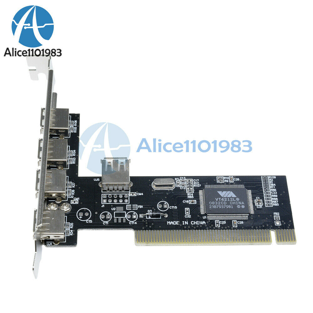 New High Speed 480Mbps 5 Port USB 2.0 PCI Hub Card Controller Adapter Module