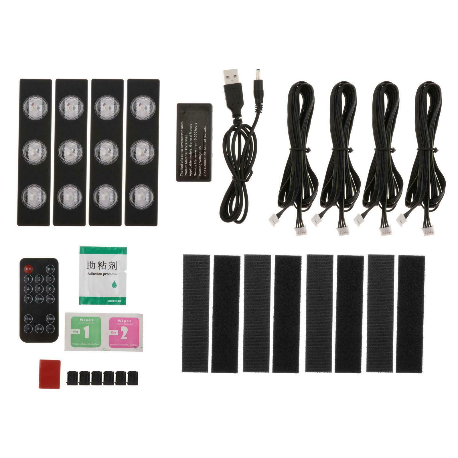 Vehicle Car Interior Atmosphere Light LED USB Remote Ambient Lamp Dash RGB