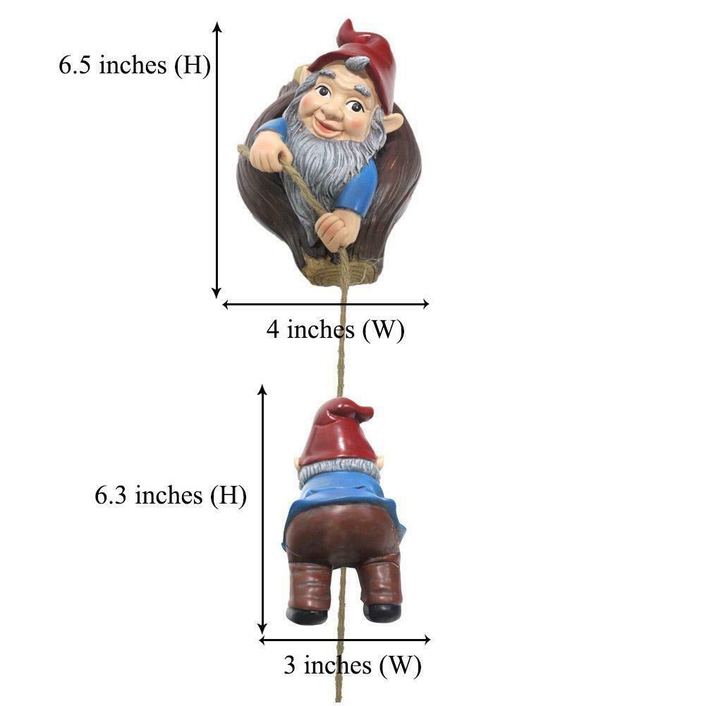 Garden Sculpture Cartoon Dwarf Climbing Tree Hanging Ornaments Tree Decor .
