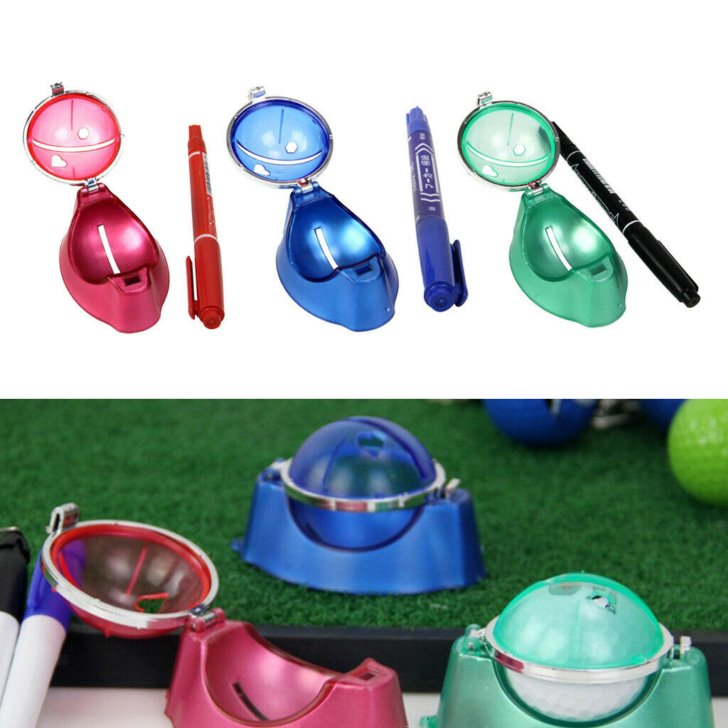 Golf Ball Liner Marker Putting Drawing Alignment Tool with Pen Pink+Red