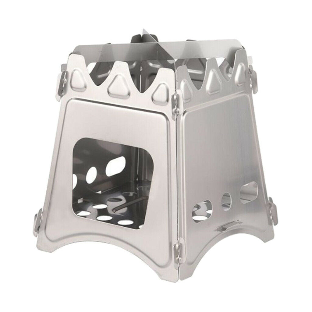Portable Stainless Steel Camping Hiking Wood Stove Charcoal Burner L