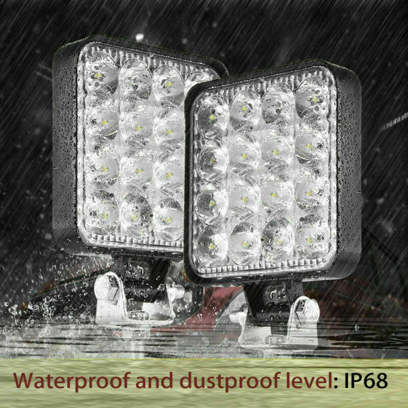 2x 48W Square LED Work Light Bar Off Road Spot Flood Driving Fog Lamp for Trucks