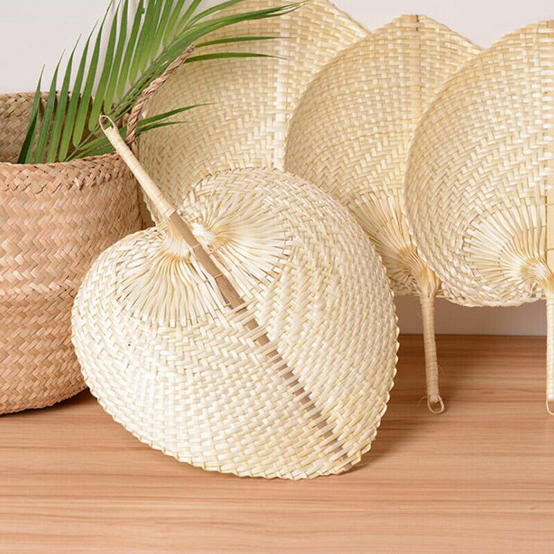 Handmade Straw Woven Fans Craft Summer Cooling Fan Bamboo Home Decorati.l8
