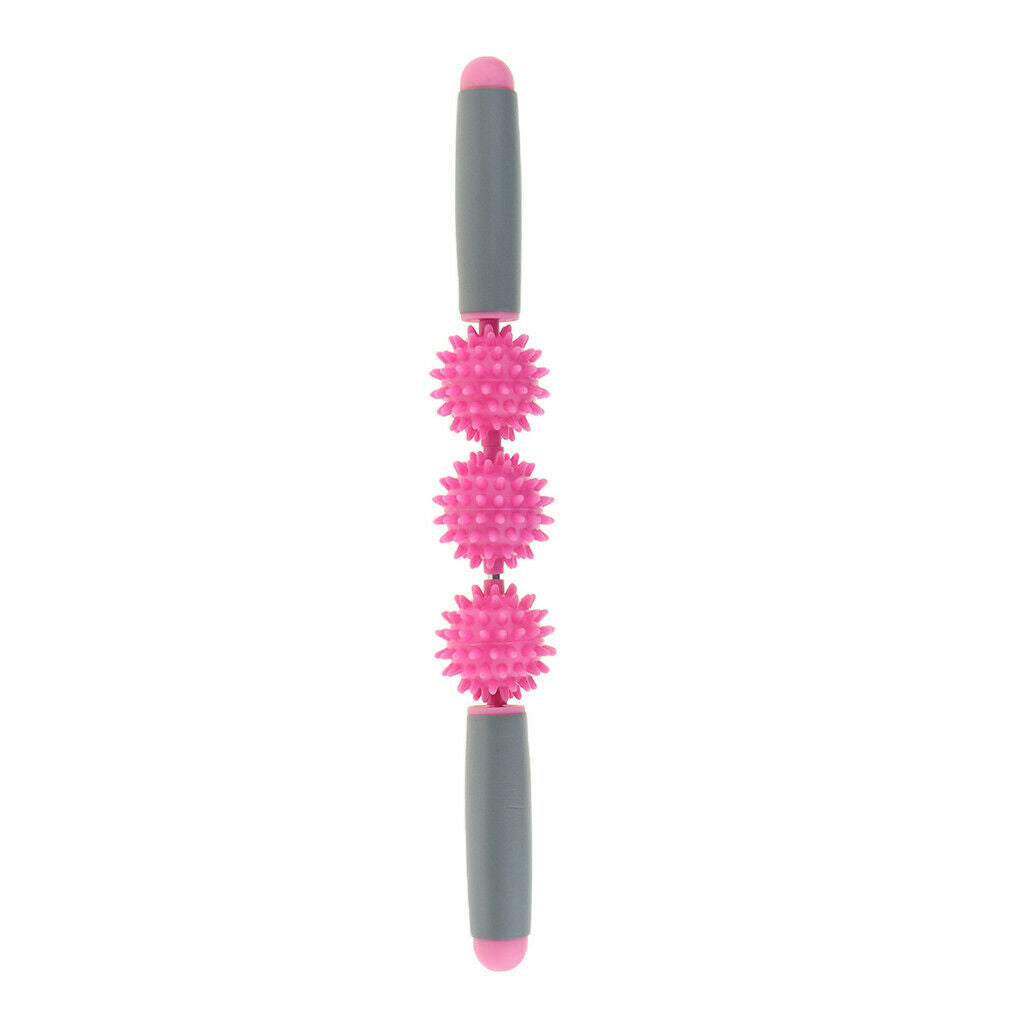 Spiky Ball   Point Muscle Stick Roller Massage Wand Rolling Pink