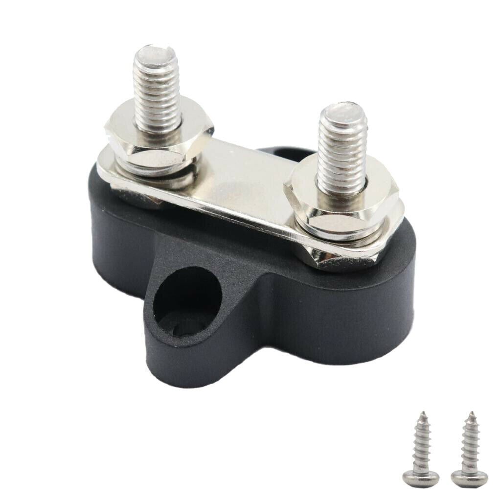 Universal Car Truck Marine Boat Double M6 Terminal Stud Bus Bar 48V DC Black