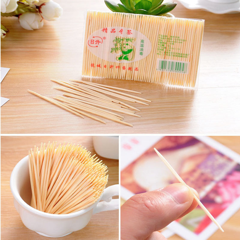 100pcs Two Heads Wood Stick Wooden Bamboo Toothpick Party Cocktail Food Picks