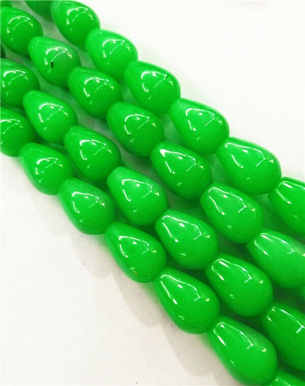 1 Strand 14x10mm Green Malay Jade Teardrop Spacer Loose Beads 15.5inch HH7847