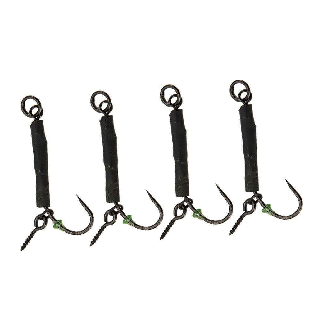 4pcs Fishing Ronnie Rigs Carp Fishing Spinner Rigs Assist Hooks 08 barbless