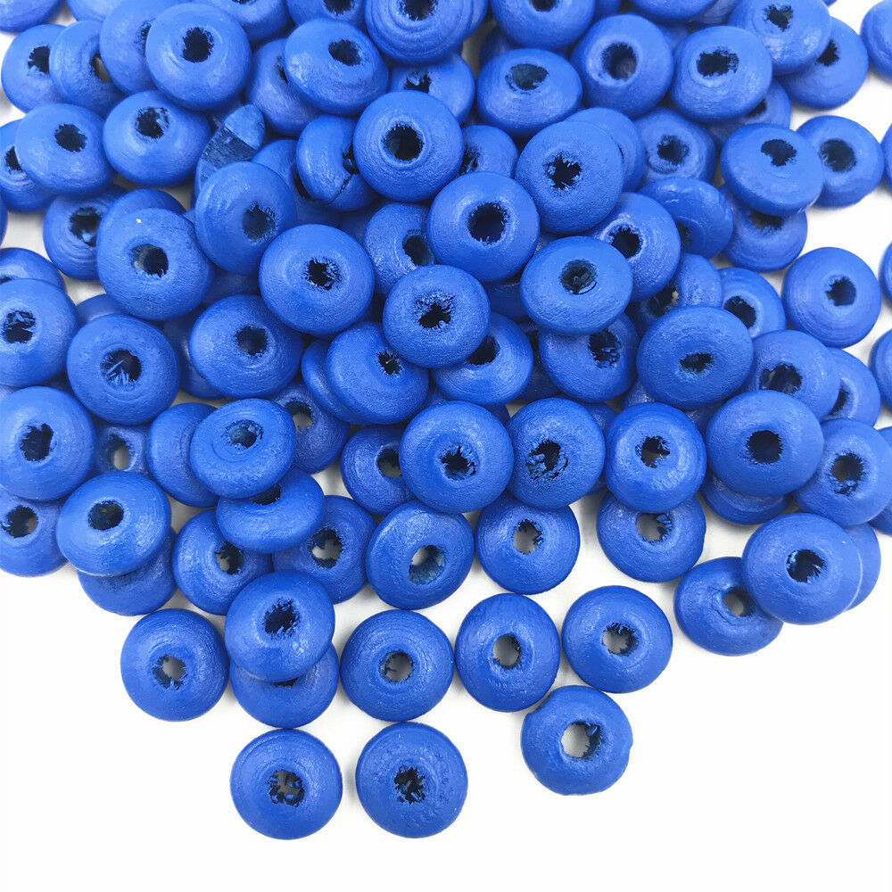 100X Royal blue Wooden Spacer Beads Jewelry Making Kids crafts Accessories 9mm