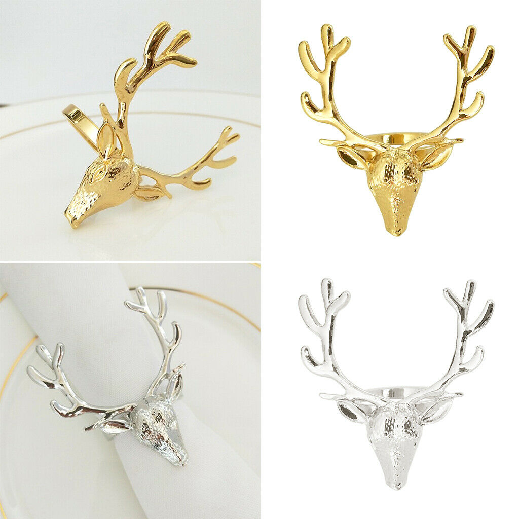 8xLuxury Reindeer Napkin Rings Napkin Buckle for Dinner