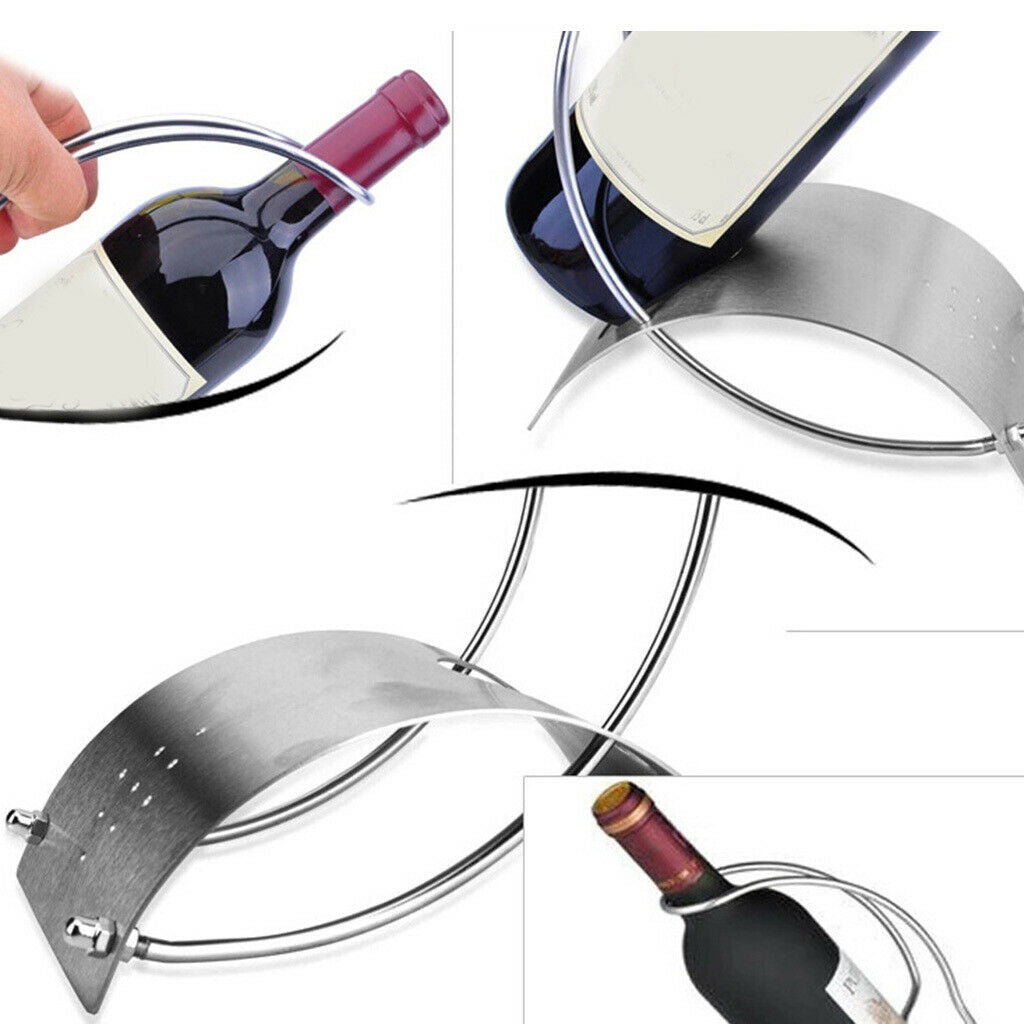 1 Piece Stainless Steel Red Wine Bottle Holder Transparent  Display Stand