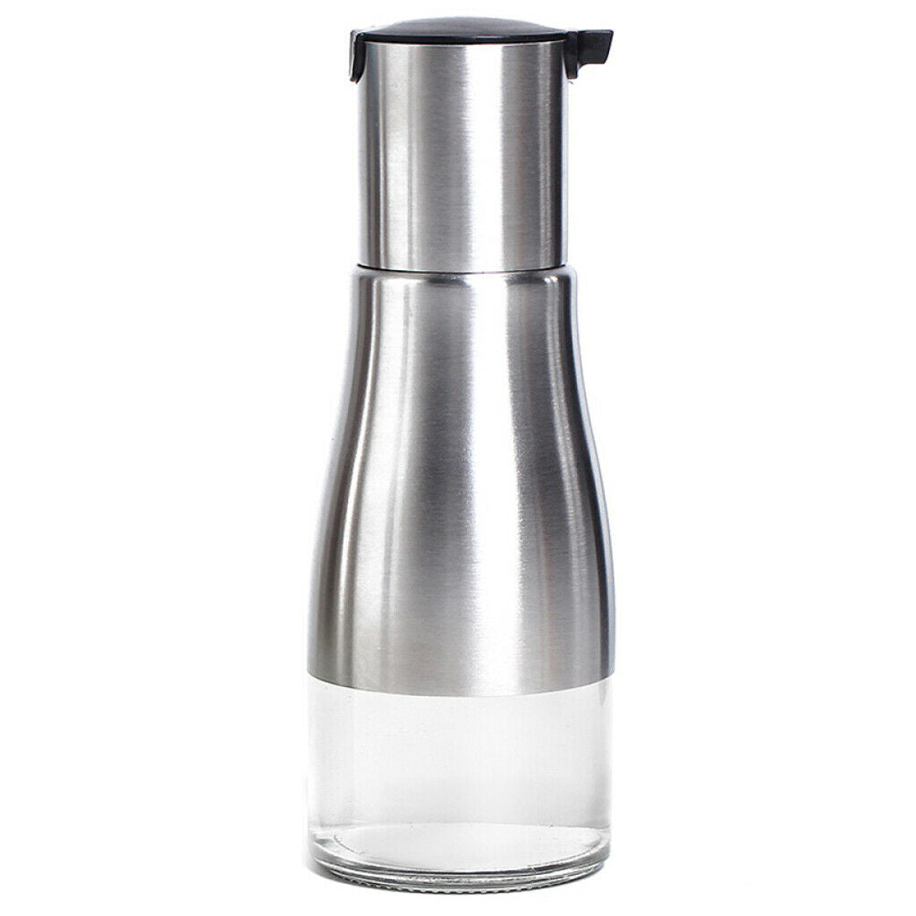 Stainless Steel Olive Oil Bottle - 320ml   Cruet with Pourers Black