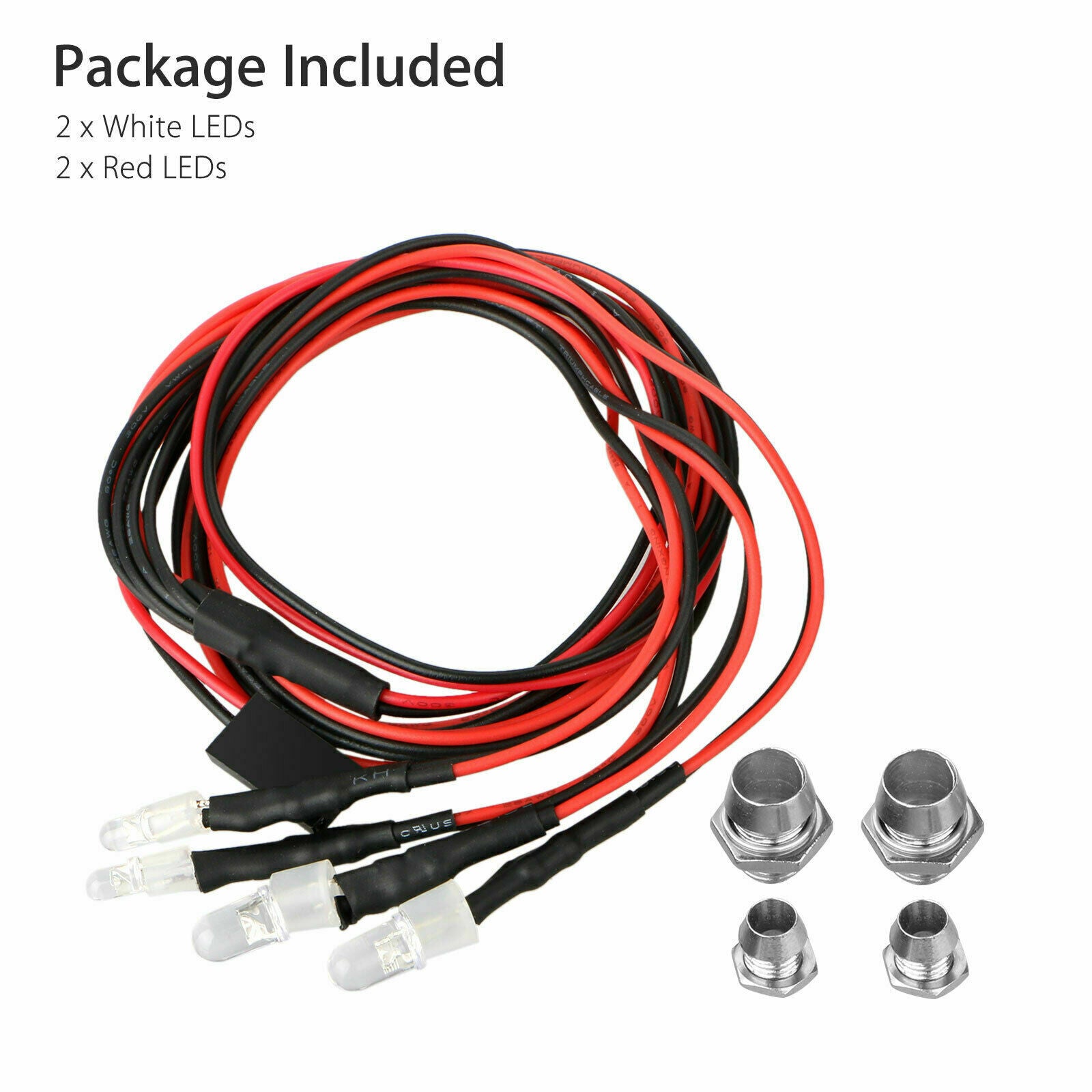 4 LED Lamp Kit 2 White 2 Red for 1/10 1/8 Traxxas HSP Redcat RC Car Truck