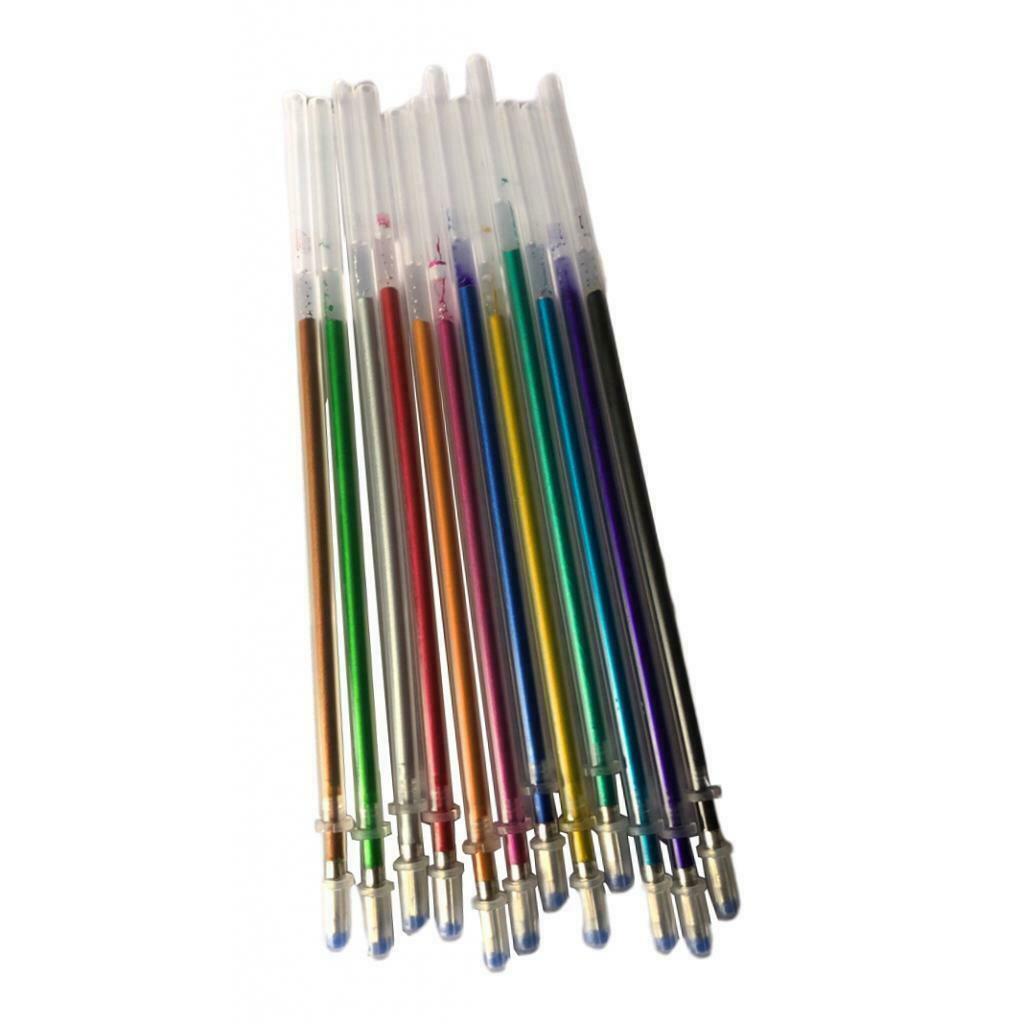 2X 1 pack 0.8mm Colorful Glitter Ink Gel Pen Refills  12pcs Metallic