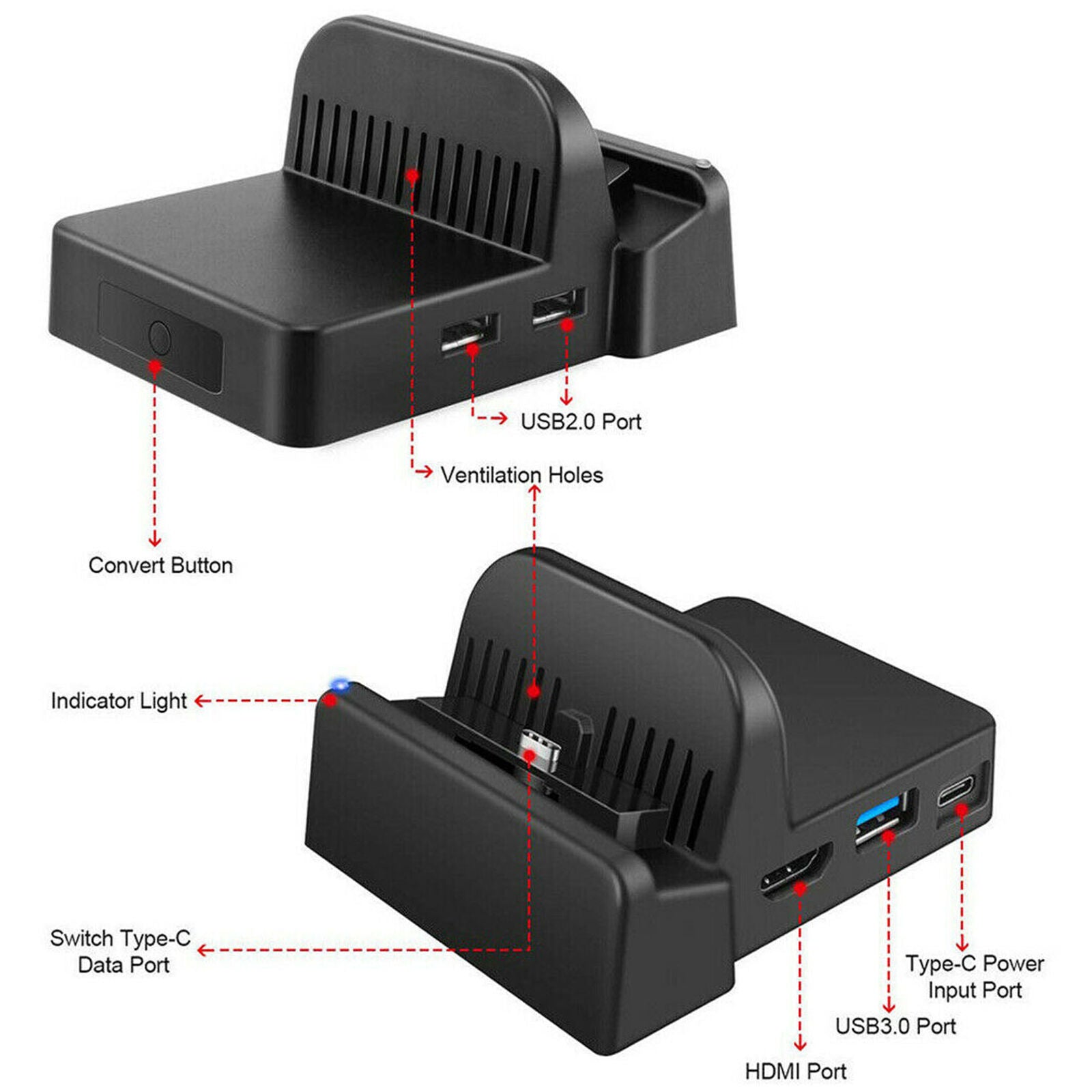 Adapter HDMI TV Docking Station for Nintendo Switch Replacement Charging Dock