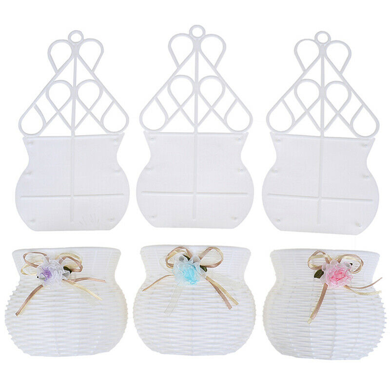 Artificial Rattan Wall Hanging Basket Flower Vase Home Decoration Random .l8