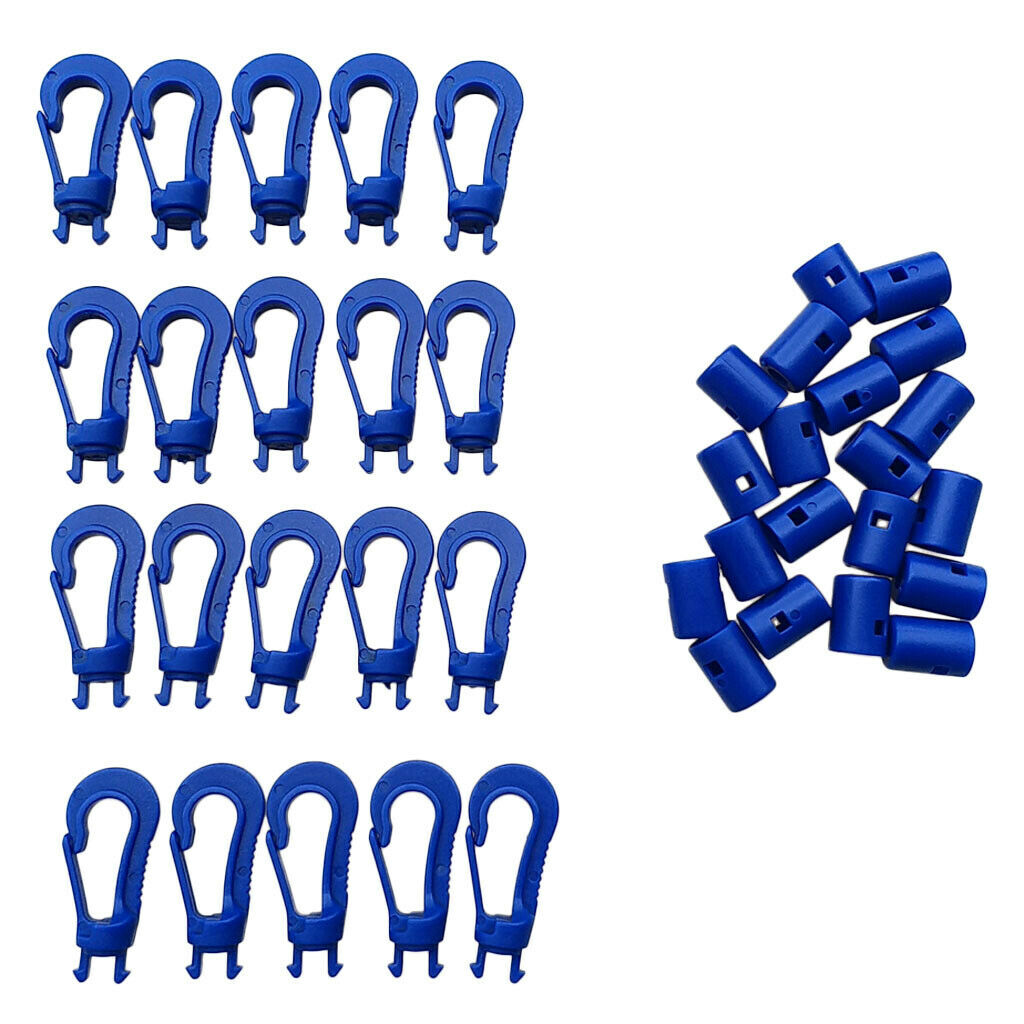 20pcs Plastic Snap Hook Bungee Cord Clip Shock Cord Hooks for Diving 5cm
