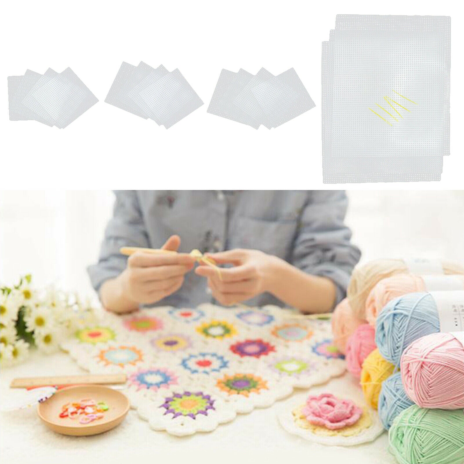 20Pcs/Set Square Plastic Canvas Sheets for Embroidery Yarn Crafting Crochet